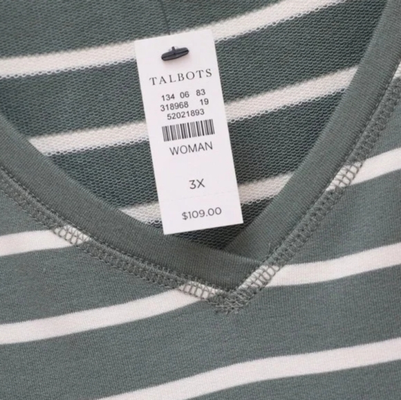 NEW Talbots Striped Dress women’s Plus size 3X muted green French terry soft - Picture 2 of 8